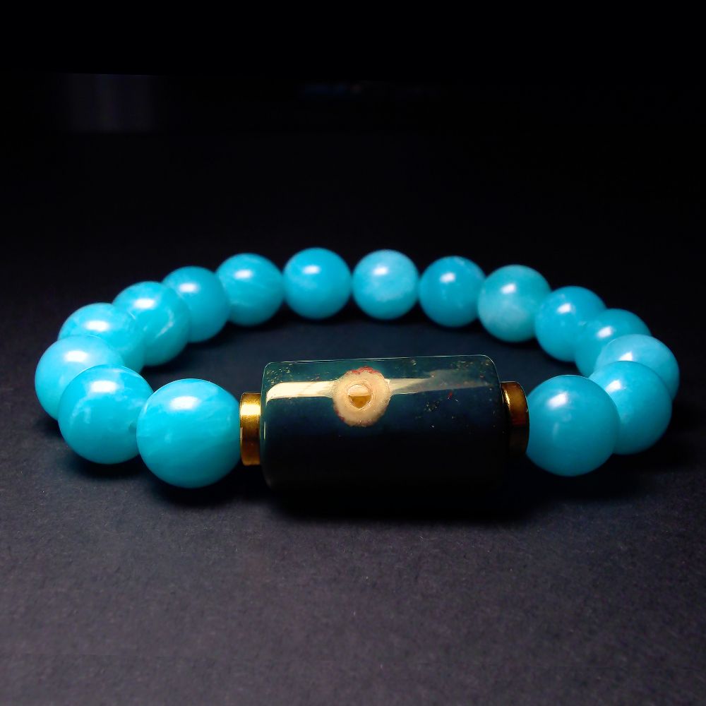 海洋碧玉與天河石 真我之力 男士手鍊-孤品 QBR-00020